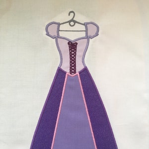 Princess Rapunzel Dress MACHINE Applique Pattern - Inspired by Tangled