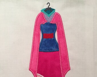 Vestido Mulan MACHINE Patrón de apliques - Inspirado en Mulan