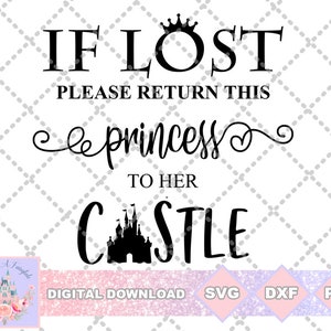 Magic Kingdom indien verloren, breng deze prinses dan terug naar haar kasteel SVG-PNG DXF gesneden bestand shirt