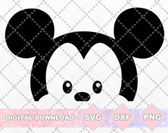 Mickey inspirado Peeking Peeker Peek A Boo SVG PNG DXF Cut File Shirt Car Laptop Decal