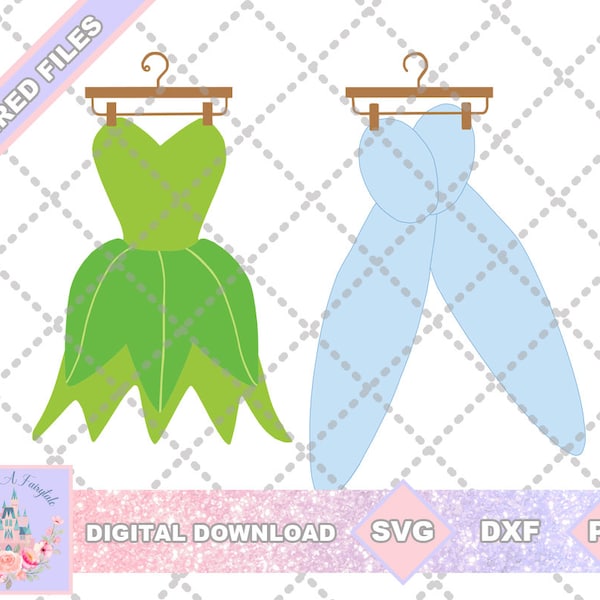 Princess Peter Pan Inspired Tinker Bell Dress SVG PNG DXF Cut File Shirt - Instant Download