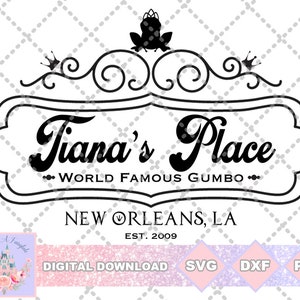 Princesse & the Frog inspiré Tiana's Palace Tiana's Place SVG PNG DXF Cut File Shirt