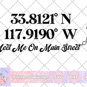Encontre-me na rua principal Coordenadas SVG PNG DXF Cut File Camisa