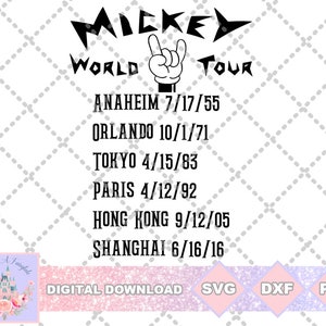Mickey World Tour Orlando Anaheim Tokyo Paris Hong Kong Shanghai SVG PNG DXF Cut File Shirt
