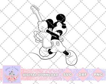 Mickey Inspired Rockstar Guitar SVG PNG DXF Cut File Shirt