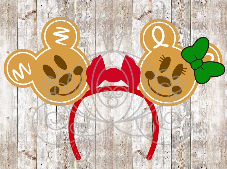 Download Disney Inspired Minnie Mickey Gingerbread Ear Headband SVG ...