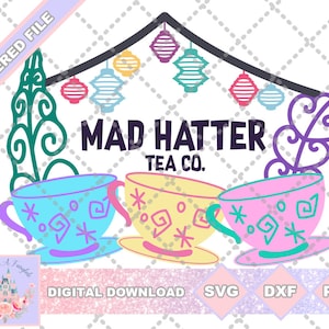 Alice au pays des merveilles inspiré Mad Hatter Tea Company SVG PNG DXF Cut File Shirt