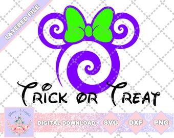 Minnie Swirl Trick or Treat Halloween SVG PNG DXF Cut File Shirt