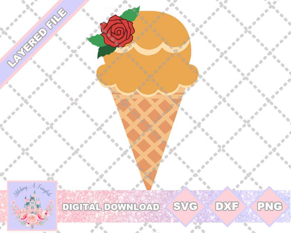 Princess Belle Inspired Ice Cream Cone SVG DXF PNG Cut File Shirt