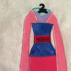 Princess Mulan Dress Applique Pattern - Inspired by Mulan