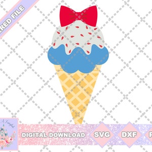 Princess Snow White Inspired Ice Cream Cone SVG PNG DXF Cut File Shirt