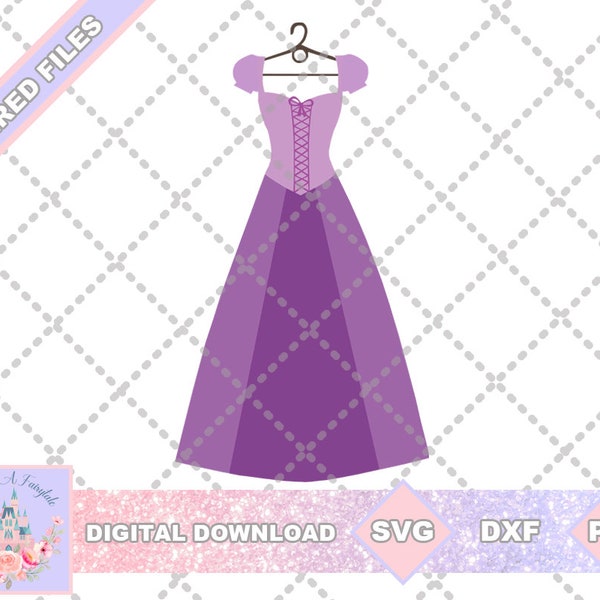 Tangled Inspired Princess Rapunzel Dress SVG PNG DXF Cut File Shirt - Instant Download