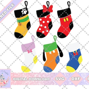 Character Christmas Holiday Stocking Mickey Minnie Goofy Donald Daisy SVG PNG DXF Cut File Shirt