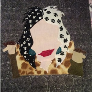 Schurk Cruella minimalistisch appliquepatroon - geïnspireerd door 101 Dalmaties