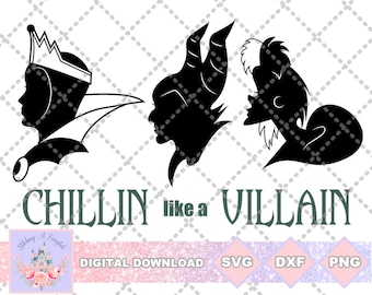 Chillin Like A Villain Crea il tuo - 18 Silhouettes - SVG PNG Cut File Shirt