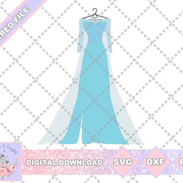 Queen Princess Frozen Inspired Elsa Dress SVG PNG DXF Cut File Shirt - Instant Download