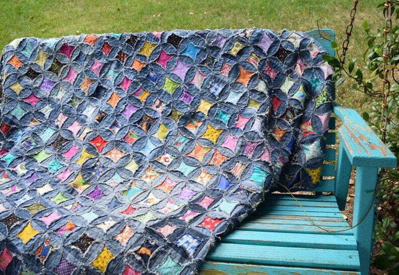 Upcycled Denim Recycled Blue Jeans Quilted Picnic Blanket Etsy