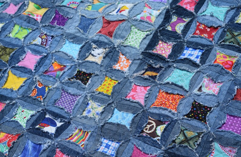 Upcycled Denim Recycled Blue Jeans Quilted Picnic Blanket Etsy