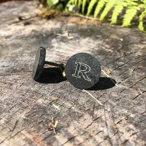 Personalised stone slate cufflinks - Perfect gift for lapidary/rockhound/stone collector