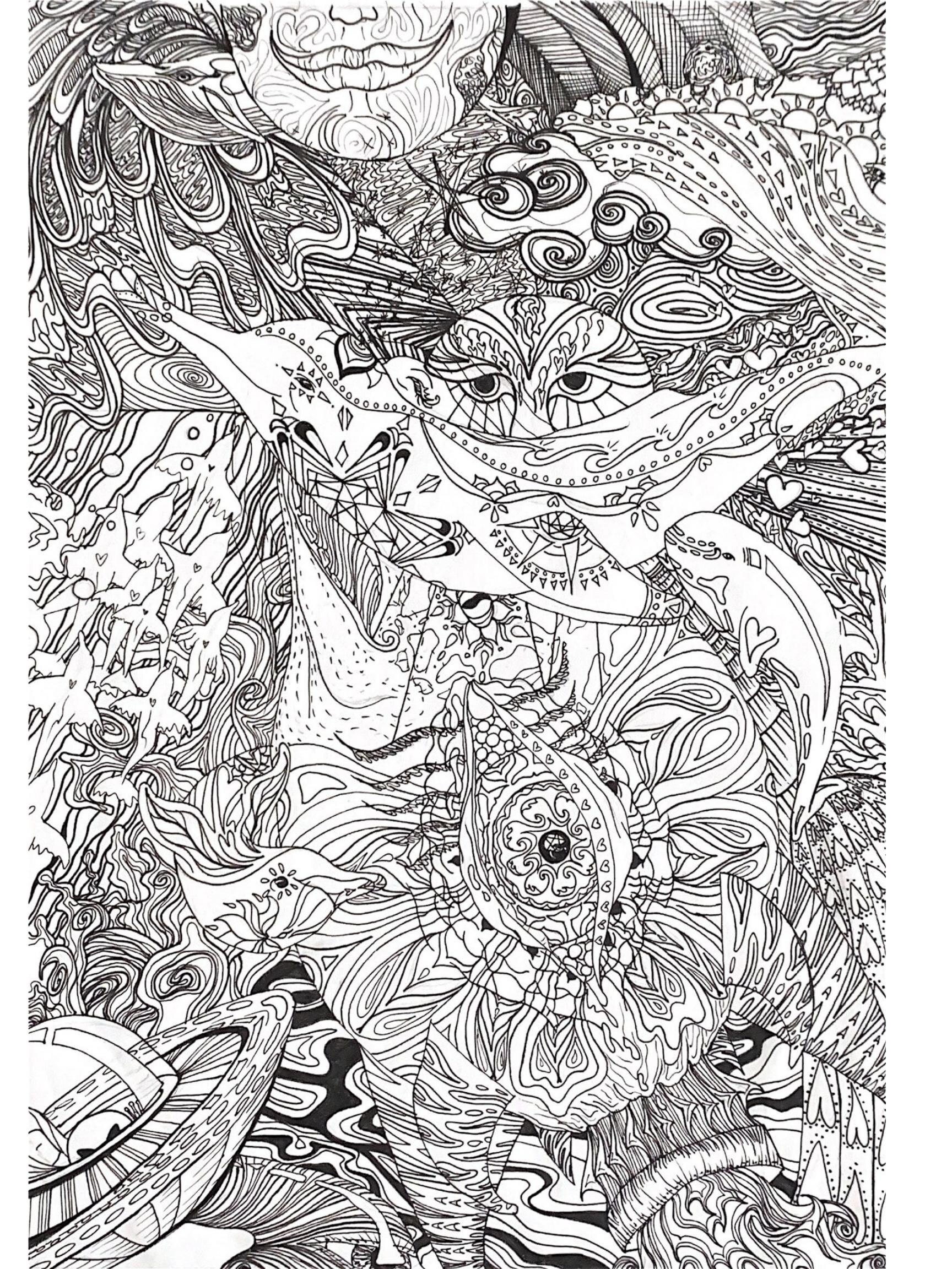 Printable Download, Hand Drawn Original Art, Adult Coloring Page ...