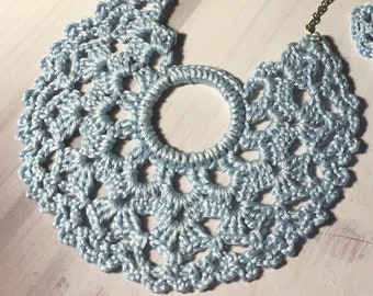 74. Crochet Earrings and Necklace pattern, crochet earring, PDF File - Crochet Beautiful "BLUE Moon" pattern, crochet necklace pattern