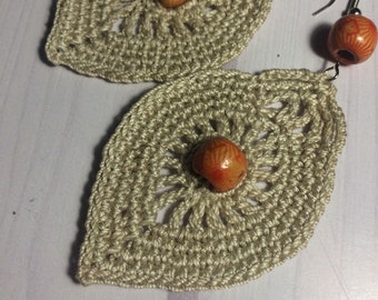 56. ONE Crochet Earrings Pattern, Crochet Earing Pattern.  PDF File - Crochet leaf earrings - PDF pattern for beginners, crochet earrings