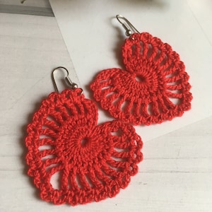 58. ONE Crochet Earrings Pattern, Crochet Earring Pattern, PDF File -Crochet openwork heart earrings, crochet pattern, crochet earrings