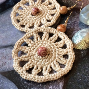 57. ONE Crochet Earrings Pattern, Crochet Earring Pattern, PDF - Crochet celtic sun earrings - PDF pattern for beginners, crochet earring