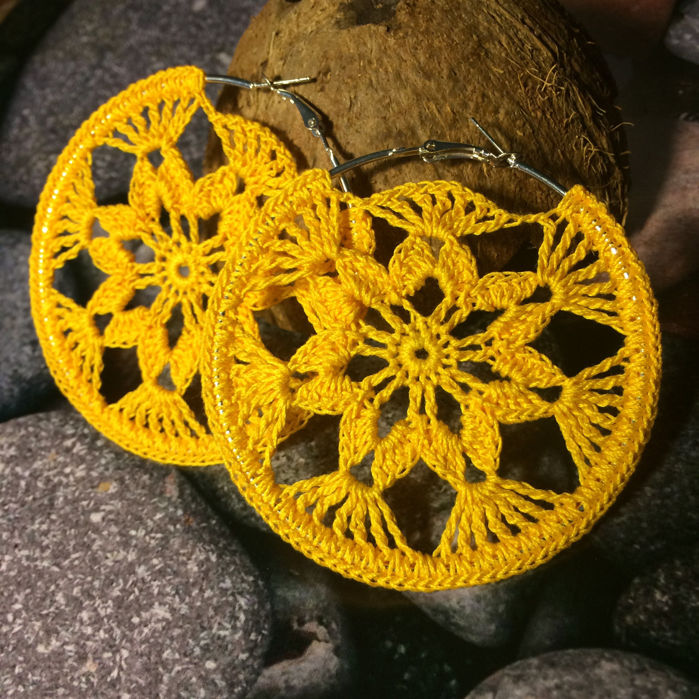 Crochet Openwork Hoop Earrings Crochet Earring Crochet Etsy