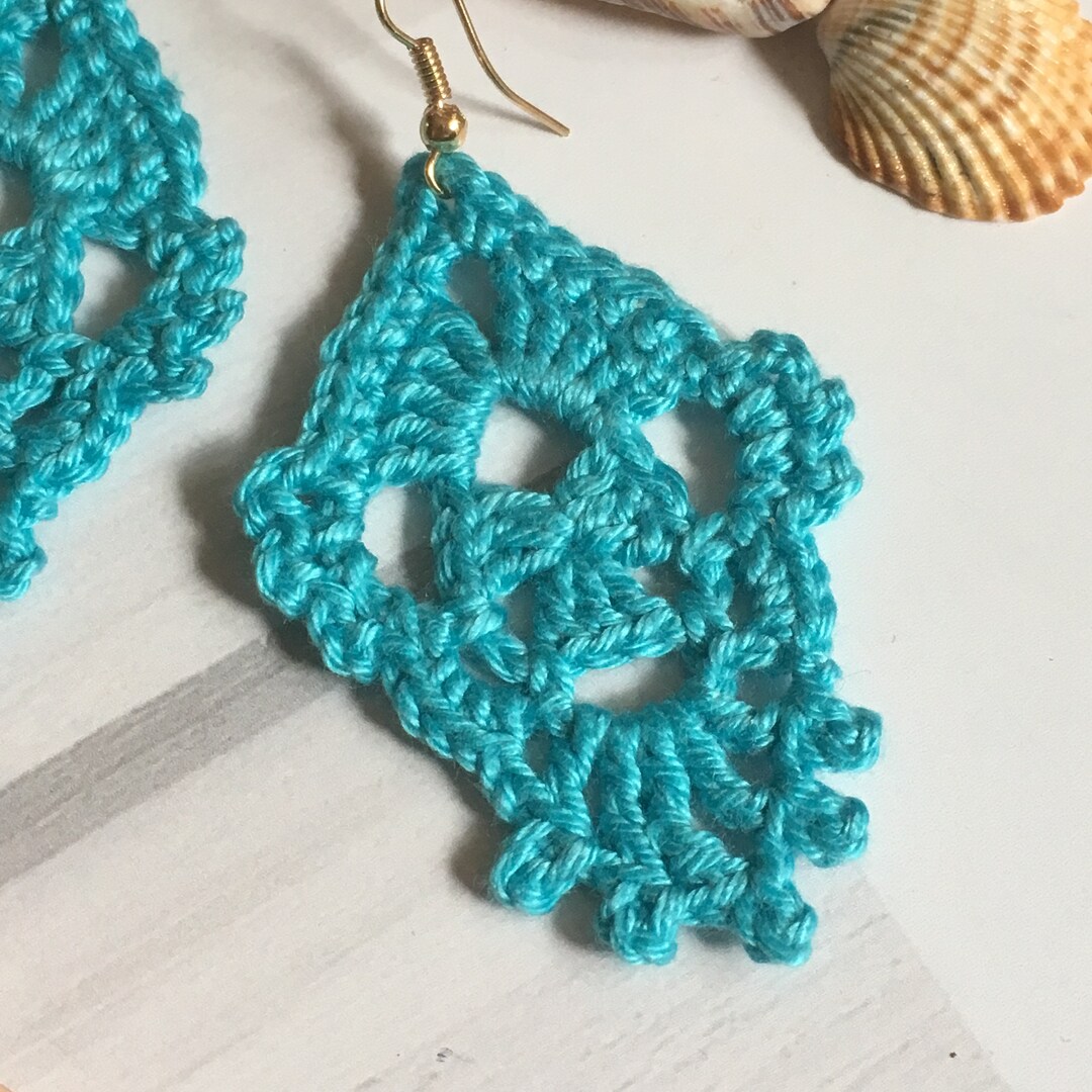 Dangle Earring Patterns 118. Crochet Pattern for Beginners, Earrings Pattern, Oriental Dangle ...