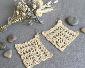 86. Rhombic Openwork Crochet Earrings Pattern, Beginner Lace Crochet Earring PDF, Instant Digital Download
