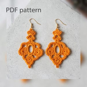 84. ONE Crochet Earrings Pattern, Crochet Earring pattern, PDF File - Crochet dangle earrings - PDF pattern for beginners, crochet earrings