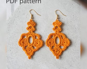 84. ONE Crochet Earrings Pattern, Crochet Earring pattern, PDF File - Crochet dangle earrings - PDF pattern for beginners, crochet earrings