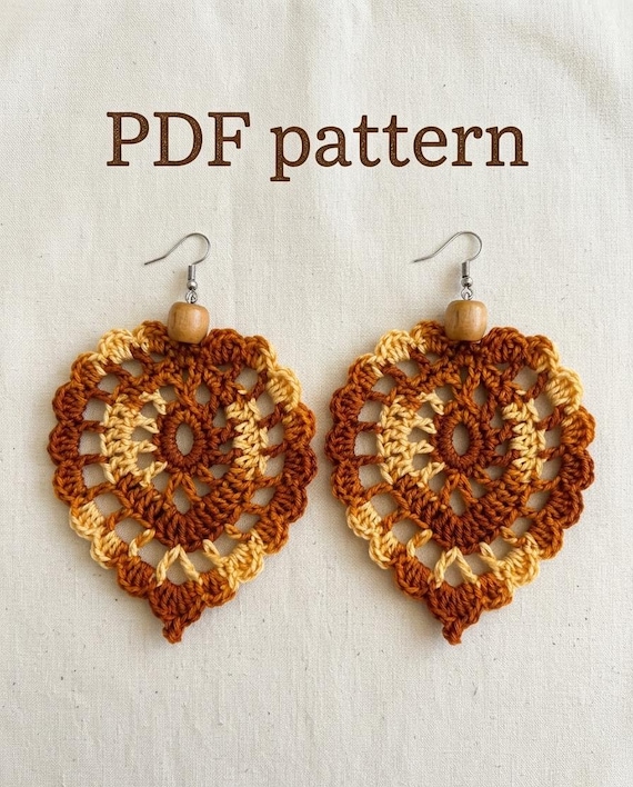 27. Crochet Earring Pattern PDF – Autumn Leaf Jewelry, DIY Crochet Jewelry Tutorial, Instant Download, Easy Crochet Pattern