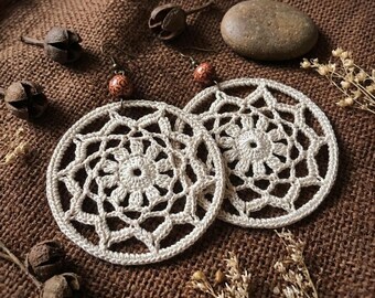 89. Mandala Crochet Earrings Pattern, Micro Crochet Earring PDF, Lace Hoop Earrings Tutorial - Advanced Crochet Pattern