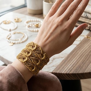 6. Crochet Openwork Statement Bracelet – PDF Digital Pattern