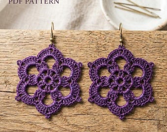 1. Crochet Earrings Pattern, Crochet Earring Pattern, PDF File - Crochet Floral Earrings pattern - PDF, easy pattern for beginners
