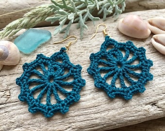 112. ONE Crochet Earrings Pattern, Oriental Earring pattern, PDF File - Crochet round earrings - pretty pattern for beginner crocheters