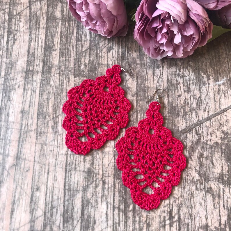Crochet earrings crochet jewelry Pineapple earrings Textile Etsy