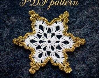 Crochet Christmas Snowflake PDF Pattern  - Beginner-Friendly Crochet SnowFlake Tutorial