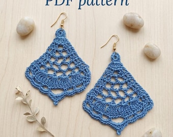 129. Crochet Earrings Pattern PDF | Lace Dangle Earrings Tutorial | Micro Crochet Wedding Jewelry Pattern, US Terms