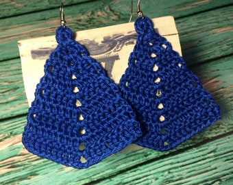 22. ONE Crochet Earrings Pattern, Crochet Earring Pattern,  PDF File - Diamond earrings, easy pattern for beginners, crochet earrings