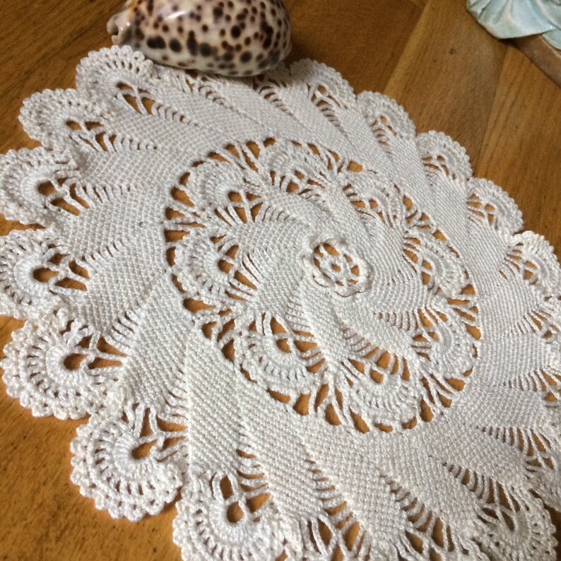 Crochet Doily Ivory Crochet Doily Table Top Table Decor Etsy