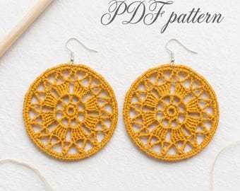31. Häkelanleitung für Creolen, PDF-Datei mit durchbrochenen Ohrringen, funkelnde Boho-Ohrringe, digitaler Download, DIY-Häkelschmuck, sofortiger Download