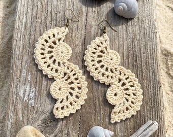 66. Elegant Shell Crochet Earrings Pattern (PDF Digital Download), Crochet Earrings PDF