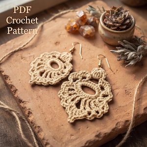 110. Crochet Dangle Earrings Pattern (PDF Instant Download), Oriental Style Earrings