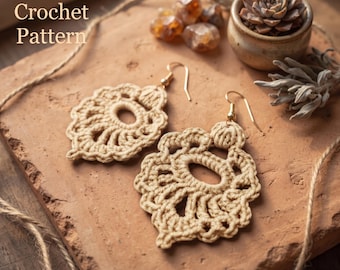 110. Crochet Dangle Earrings Pattern (PDF Instant Download), Oriental Style Earrings