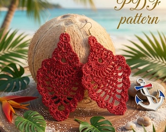 10. ONE Crochet Earrings Pattern, Crochet Earring pattern,  Crochet Beautiful Pineapple Earrings - PDF, easy pattern for beginners
