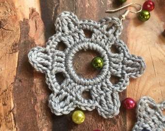 128. ONE Crochet Earrings Pattern, Crochet Earring Pattern, PDF File, pattern for beginners, snowflake crochet earrings PATTERN