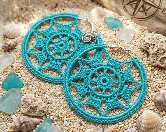 55. Mandala Crochet Earrings Pattern PDF, Lace Hoop Earring Pattern for Advanced Crocheters